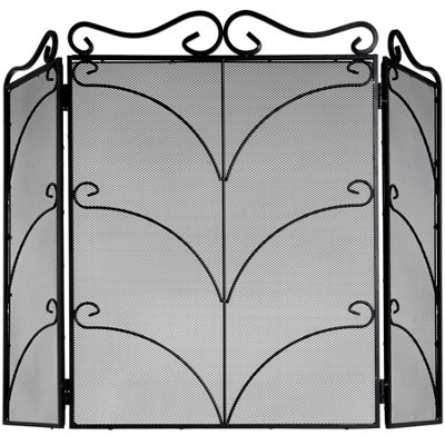 B&Q -  Heavy Ornate Fire Screen Black (One Size)