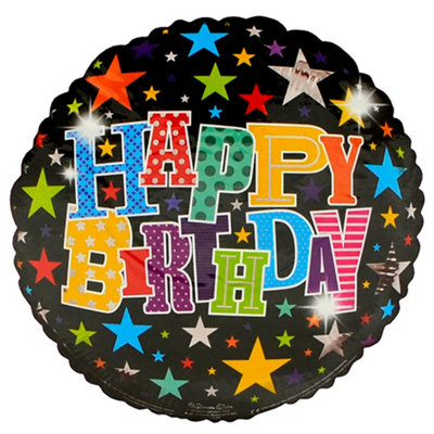 Simon Elvin 18 Inch Happy Birthday Star Design Foil Balloon Multicoloured (One Size) from B&Q
