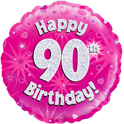 Oaktree 18 Inch Circle Happy 90Th Birthday Foil Balloon Pink (18In) from B&Q