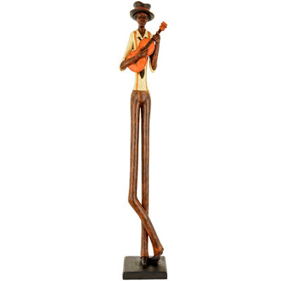 Hill Interiors Standing Jazz Band Strings Guitar - Brown/Cream - Image 7