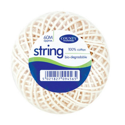 County Stationery Bio-Degradable Cotton String Balls (Pack Of 12) White (One Size) from B&Q