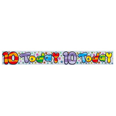 Expression Factory Childrens/kids Holographic 10 Today Foil Birthday Banner Multicoloured (One Size) from B&Q
