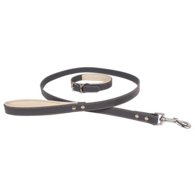 Banbury & Co Luxury Dog Collar And Lead Set Grey (One Size) from B&Q
