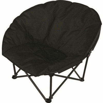 Gr8 Garden Black Deluxe Padded Folding Outdoor Camping Beach Garden Fishing Moon Chair Seat