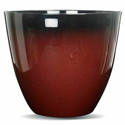 B&Q -  Large Round Red Glazed Effect Egg Cup Planter Patio Flower Plant Pot Tub