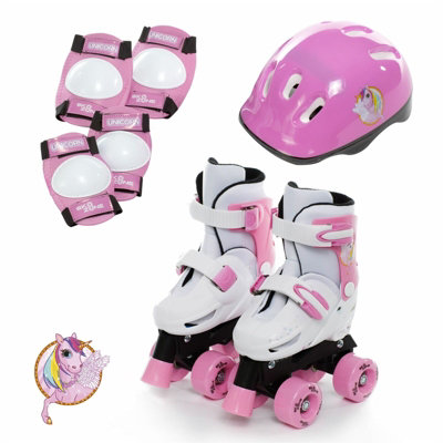 Sk8 Zone Unicorn Quad Skates Kids Roller Boots Pads Helmet Skate Set Size 9-12 - Image 3