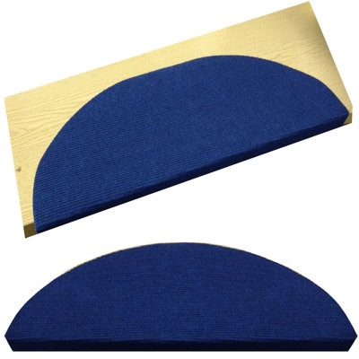 Gr8 Home Semi Circle 15 Piece Carpet Stair Treads Floor Mat Protection Cover Step Staircase Blue from B&Q