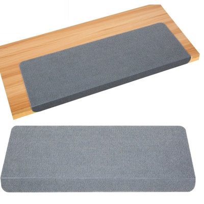 Gr8 Home Rectangular 15 Piece Carpet Stair Treads Floor Mat Protection Cover Step Staircase Grey from B&Q