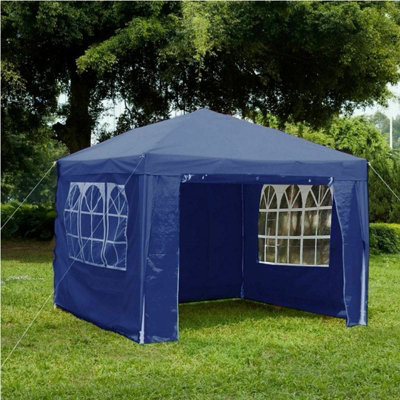 B&Q -  Blue Gazebo Marquee Awning Beach Party Camping Tent Canopy Shade 3X3M