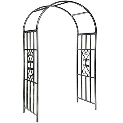 Gr8 Garden Metal Garden Patio Wedding Rose Arch Arbour Archway Climbing Plant Trellis Black from B&Q