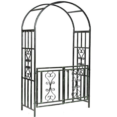 Gr8 Garden Metal Garden Gate Wedding Rose Arch Pergola Archway Climbing Plant Trellis Black from B&Q