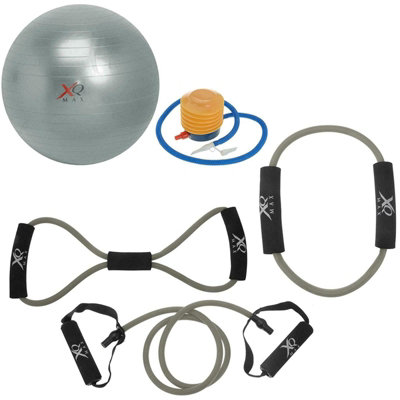 Gr8 Fitness Home Gym 5 Pc Toning Kit Exercise Ball Resistance Band Tubes Fitness Workout Set from B&Q