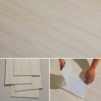 Gr8 Home 5M² Floor Planks Tiles Self Adhesive Wooden Effect Pvc Flooring M18 Light Grey Oak from B&Q