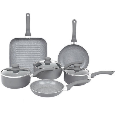 Gr8 Home 9 Piece Grey Marble Aluminium Non-Stick Pan Set - Induction Hob Compatible - Easy Clean - Image 7