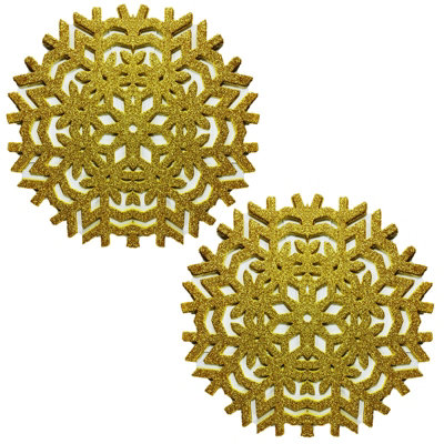 Gr8 Home Set Of 2 Gold Glitter Snowflake Placemats Christmas Party Xmas Wedding Table Mats Set from B&Q