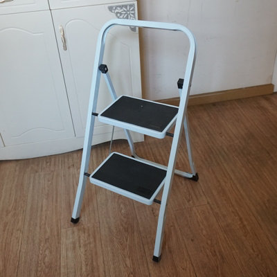 B&Q -  2 Step Ladder Folding Stool Non Slip Tread Heavy Duty Steel Foldable Home Diy