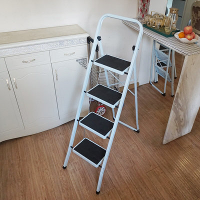 Gr8 Home 4 Step Folding Steel Ladder - White - Image 8