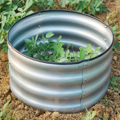 Gr8 Garden Garden Outdoor Raised Bed Planter Round Galvanised Steel Flower Trough 60 X 30Cm from B&Q