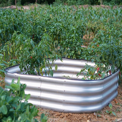 Gr8 Garden Garden Outdoor Raised Bed Planter Square Galvanised Steel Trough 120X120X30Cm from B&Q