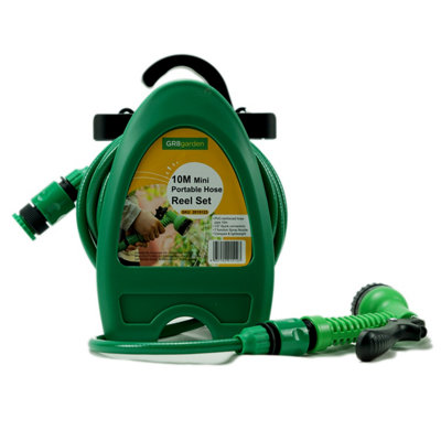 Gr8 Garden Garden 10M Hose Reel Watering Gun Compact Portable Hose Pipe Cart Sprayer from B&Q