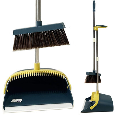 Gr8 Home Strong Long Handled Dustpan And Brush Set Soft Bristles Broom Lobby Dust Pan from B&Q