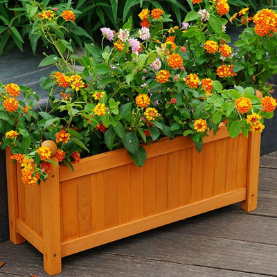 Gr8 Garden Wooden Brown Rectangular Planter Garden Flower Display Box Plant Pot Raised Bed Trough from B&Q
