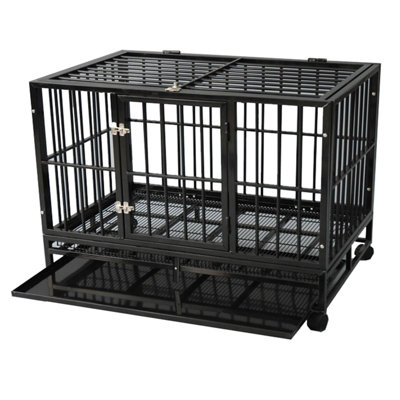 Gr8 Home Metal Kennel Cage With Wheels And Crate Tray For Pet Dog Xl Black 124X84X95Cm from B&Q