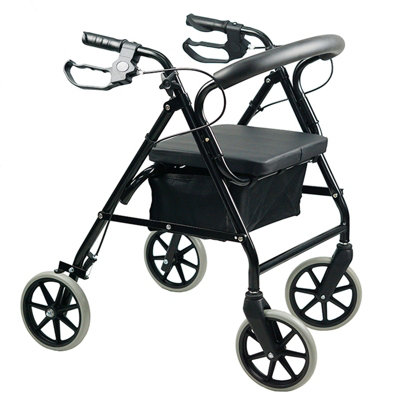 Gr8 Home Folding Rollator Walker With Seat 4 Wheel Mobility Walking Frame Aid - Image 5