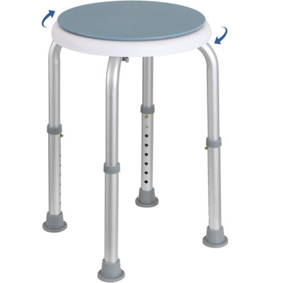 Rackhams White/Light/Blue Rotating Round Bathroom Shower Stool Swivel Chair Adjustable Non Slip Bath Seat - Image 5