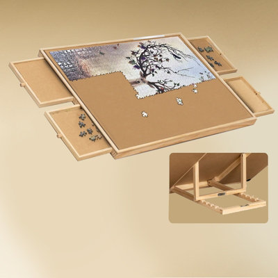 Gr8 Home Adjustable Wooden 1000 Pcs Jigsaw Puzzle Table Easel With Tilting Rack 4 Drawers from B&Q