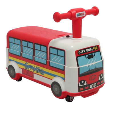 Rexco Toddler Ride On Big Red Bus Kids Push Along Walker Car Toy Toddler Vehicle Gift from B&Q