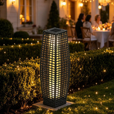 Gr8 Garden Solar Rattan Led Garden Lantern Light Grey Wicker Outdoor Path Patio Lamp Ip44 from B&Q