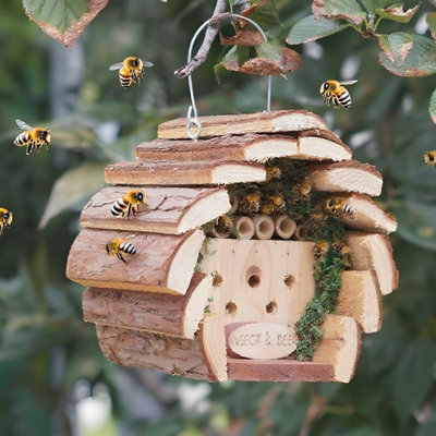 Gr8 Garden Wooden Insect Bee Hotel Hanging Garden Wildlife Nest Box Outdoor from B&Q