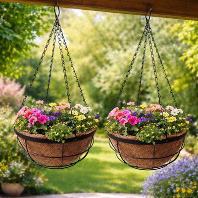 Gr8 Garden 2 Pack 12" Metal Hanging Baskets With Coco Liners - Image 5