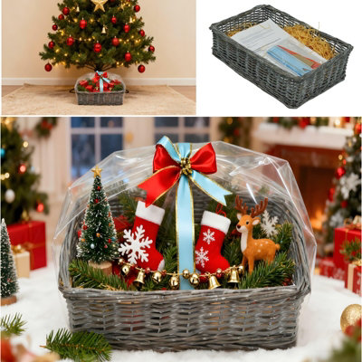 Gr8 Home Christmas Wicker Gift Hamper Basket Diy Kit Create Your Own Festive Xmas Present from B&Q