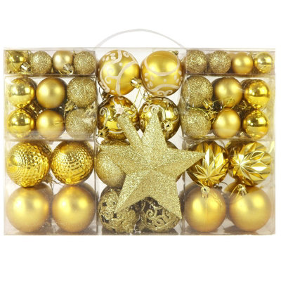 Gr8 Home Gold 101 Piece Hanging Christmas Tree Baubles - Image 3
