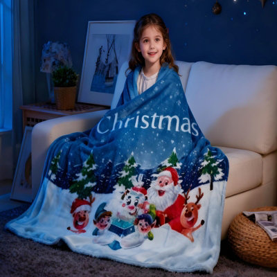 Gr8 Home Christmas Fleece Santa 1 Design Blanket Large Xmas Flannel Throw 130 X 150Cm from B&Q