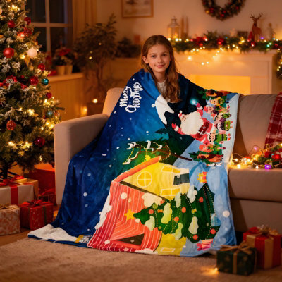 Gr8 Home Christmas Fleece Santa 2 Design Blanket Large Xmas Flannel Throw 150 X 200Cm from B&Q