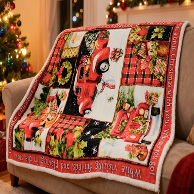 Gr8 Home Christmas Patchwork Fleece Blanket Large Festive Xmas Flannel Throw 150 X 200Cm from B&Q