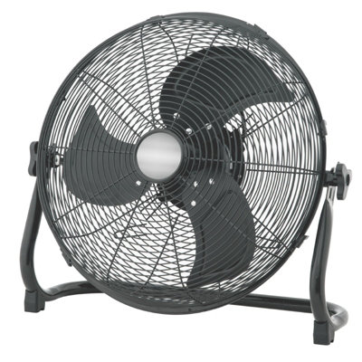Sohler 18" Industrial Metal Floor Fan Black 100W 3 Speed High Velocity Cooling from B&Q