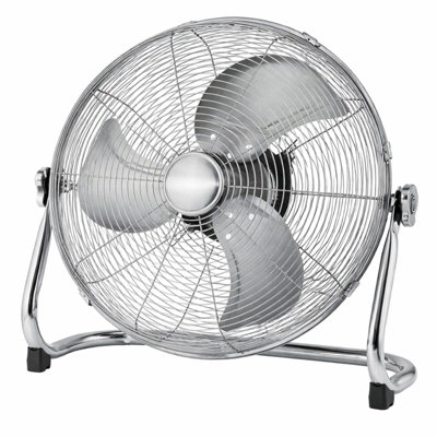 Sohler 18" Industrial Metal Floor Fan Chrome 100W 3 Speed High Velocity Cooling from B&Q