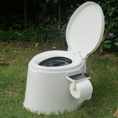 B&Q -  5L Portable Camping Toilet Compact Adult Seat Easy Carry Outdoor Travel Festival