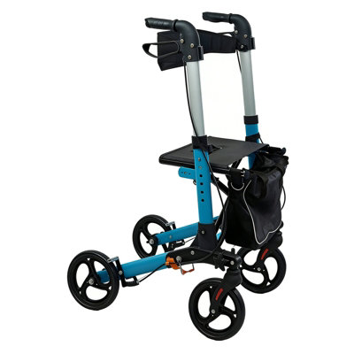 B&Q -  Foldable 4 Wheel Rollator Walker With SeatLightweight Adjustable Mobility Aid