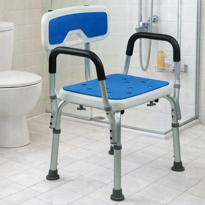 Gr8 Home Unisex Blue Eva Shower Chair With Arms Adjustable Bath Seat In - Image 5