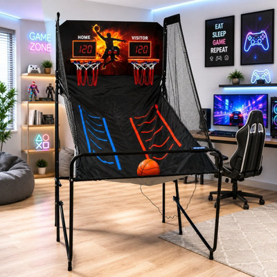 Gr8 Home Indoor Dual Hoop Basketball Arcade Game With Led Scoreboard & Balls from B&Q