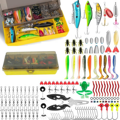 Gr8 Garden 144Pcs Fishing Lures Tackle Box Set Hooks Baits Worms Plier Bass Kit from B&Q