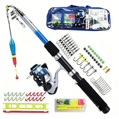 Gr8 Garden 1.8M Telescopic Fishing Rod & Spinning Reel Combo Full Tackle Kit Beginner Set from B&Q