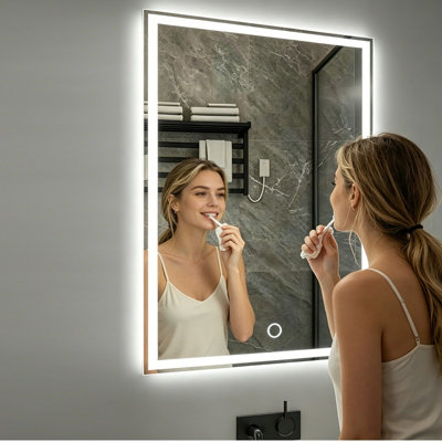 Gr8 Home Led Bathroom Mirror 60X90Cm Anti-Fog Touch Sensor Dimmable Wall Mounted from B&Q
