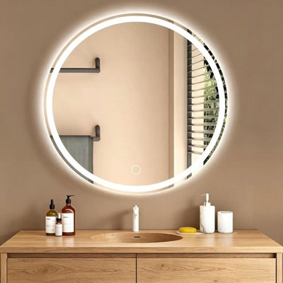 Gr8 Home 60Cm Round Led Bathroom Mirror Anti-Fog Touch Dimmable Light from B&Q