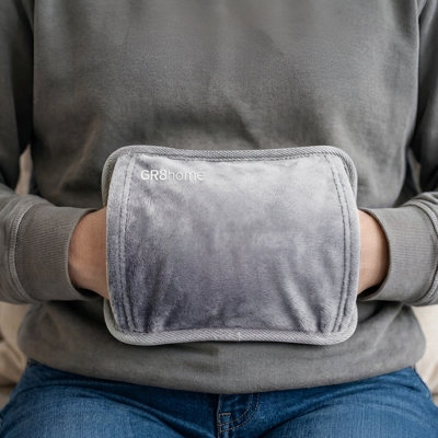 Gr8 Home Grey Rechargeable Electric Hot Water Bottle Plush Hand Pouch Warmer Heat Pad 1L - Image 4